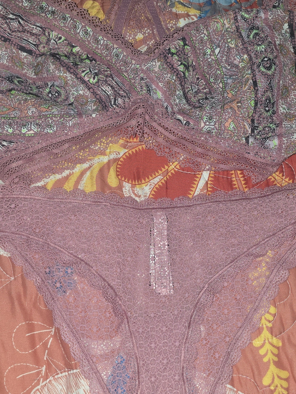 Victoria's Secret Mauve Lace Bralette And Panty Set